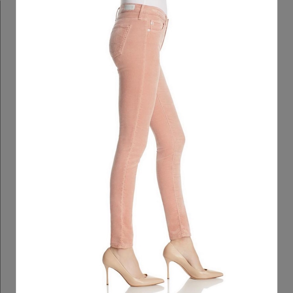 AG Rose Gold Velvet Legging Skinny Jeans
